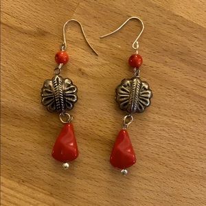 Coral bead earrings